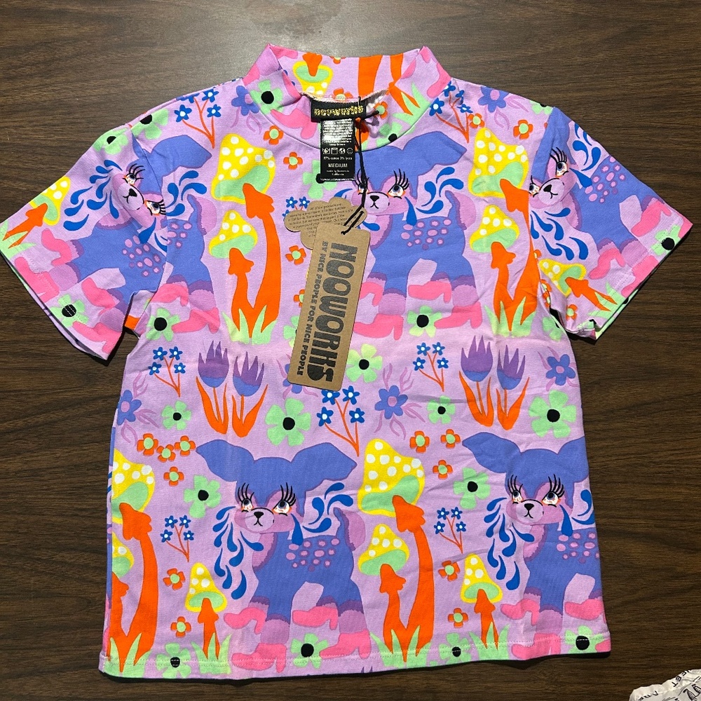 Nooworks Cry Baby mock neck short sleeve shirt NWT